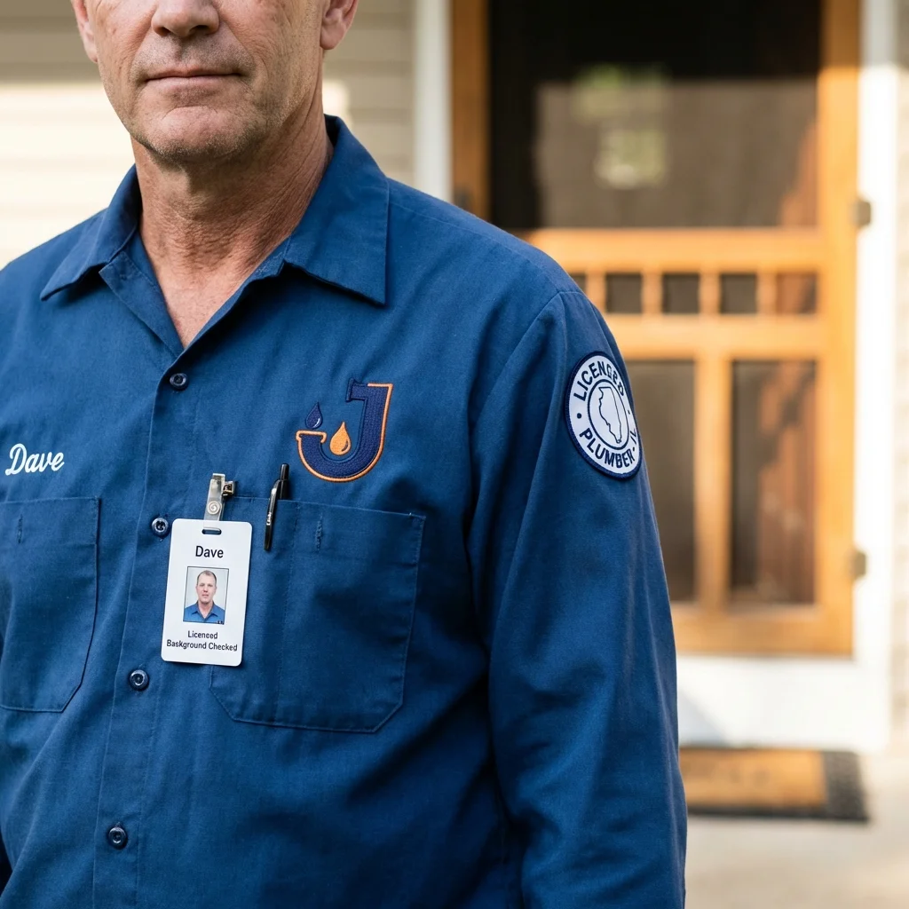 Licensed plumber showing ID badge in Spring Arbor, MI