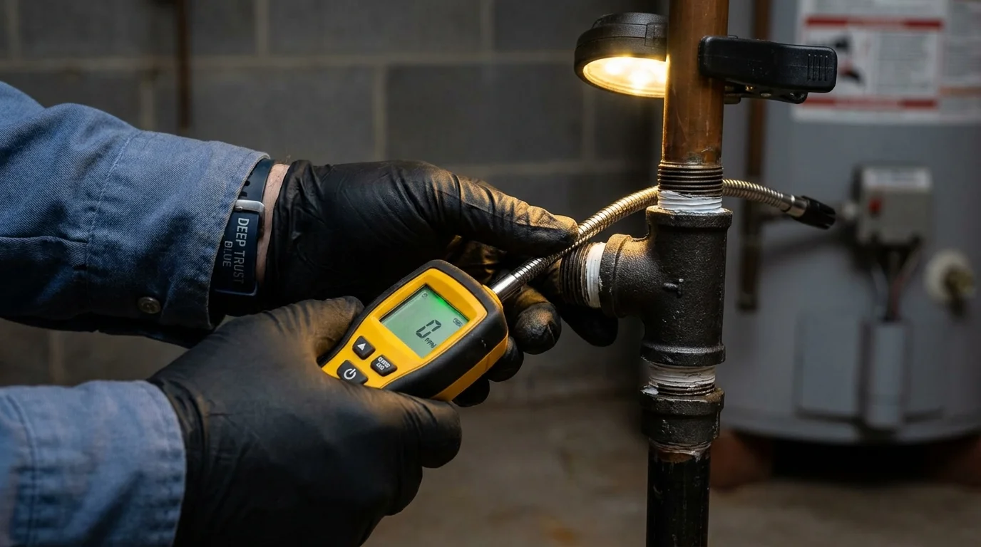 Gas leak detection with electronic sniffer by Johns Plumbing LLC in Spring Arbor