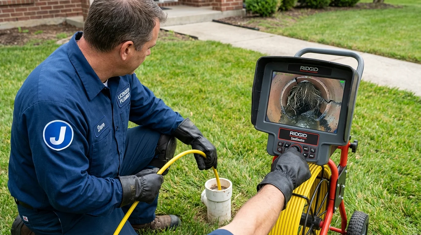 Sewer camera inspection being performed by Johns Plumbing LLC in Spring Arbor